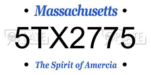5TX2775 Massachusetts License Plate