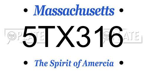 5TX316 Massachusetts License Plate
