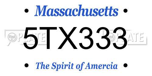 5TX333 Massachusetts License Plate