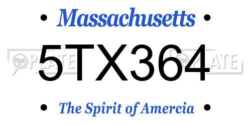5TX364 Massachusetts License Plate