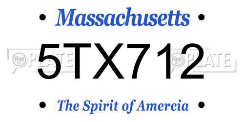 5TX712 Massachusetts License Plate