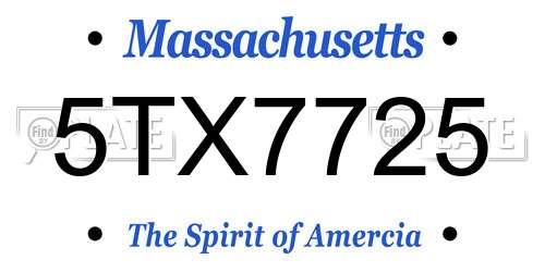 5TX7725 Massachusetts License Plate