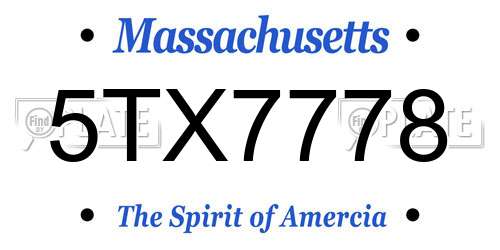 5TX7778 Massachusetts License Plate