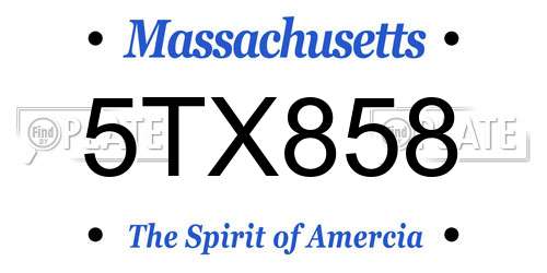 5TX858 Massachusetts License Plate