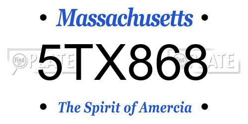 5TX868 Massachusetts License Plate