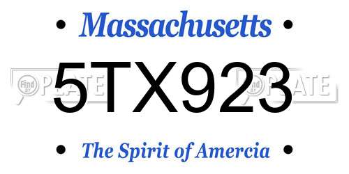 5TX923 Massachusetts License Plate