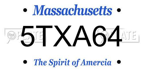 5TXA64 Massachusetts License Plate