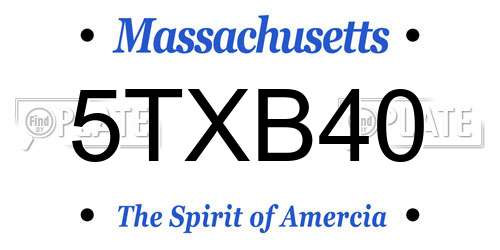 5TXB40 Massachusetts License Plate