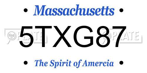 5TXG87 Massachusetts License Plate