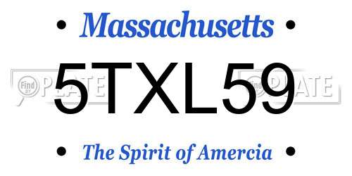 5TXL59 Massachusetts License Plate