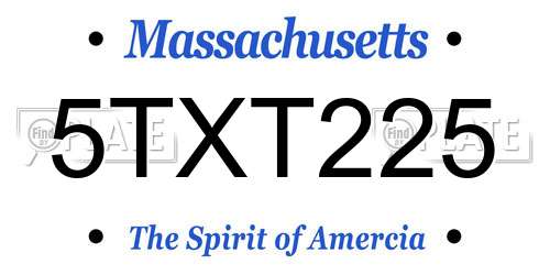 5TXT225 Massachusetts License Plate