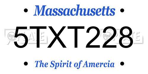 5TXT228 Massachusetts License Plate