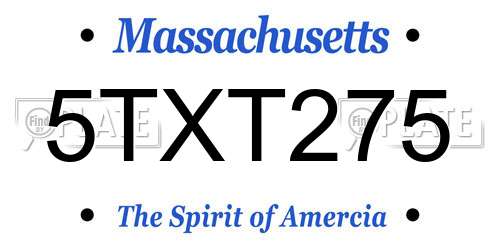 5TXT275 Massachusetts License Plate