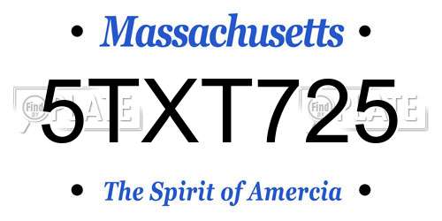 5TXT725 Massachusetts License Plate
