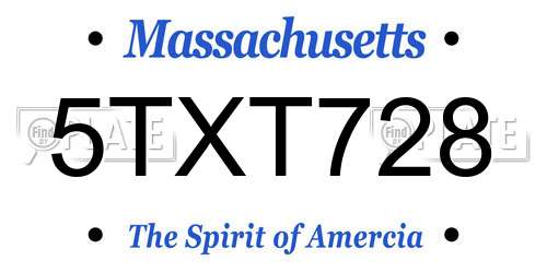 5TXT728 Massachusetts License Plate