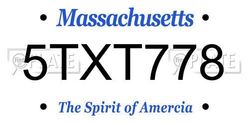 5TXT778 Massachusetts License Plate