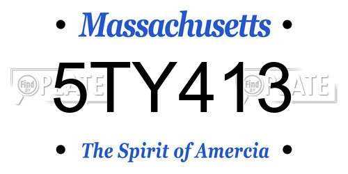 5TY413 Massachusetts License Plate