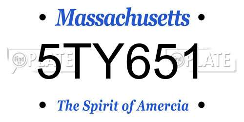 5TY651 Massachusetts License Plate