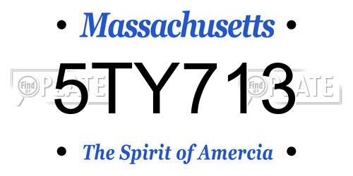 5TY713 Massachusetts License Plate