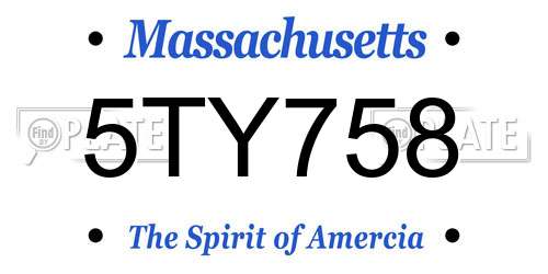 5TY758 Massachusetts License Plate