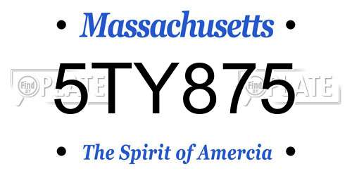 5TY875 Massachusetts License Plate