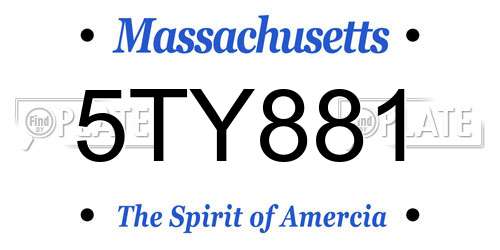 5TY881 Massachusetts License Plate