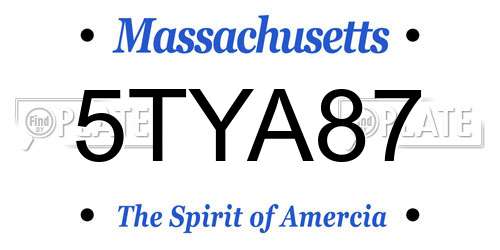 5TYA87 Massachusetts License Plate