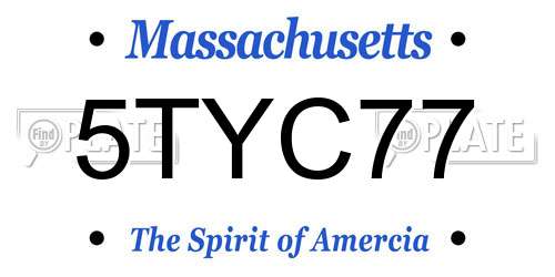 5TYC77 Massachusetts License Plate