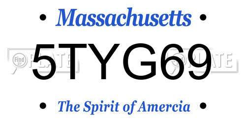 5TYG69 Massachusetts License Plate