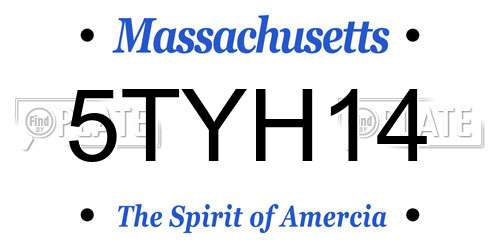 5TYH14 Massachusetts License Plate