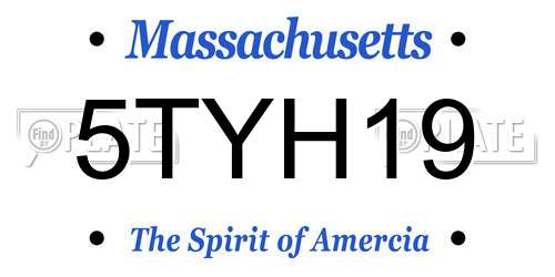5TYH19 Massachusetts License Plate