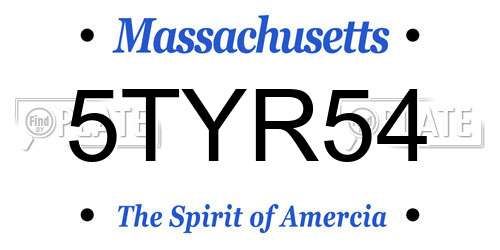 5TYR54 Massachusetts License Plate