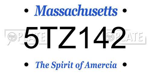 5TZ142 Massachusetts License Plate