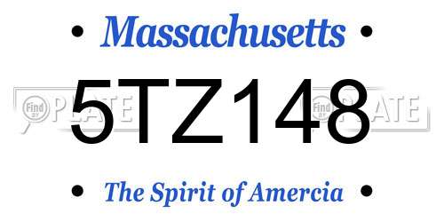 5TZ148 Massachusetts License Plate