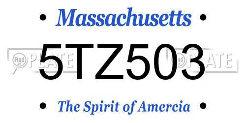 5TZ503 Massachusetts License Plate