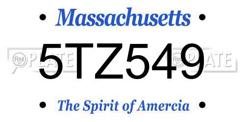 5TZ549 Massachusetts License Plate
