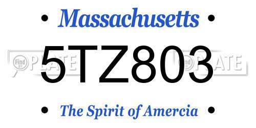 5TZ803 Massachusetts License Plate