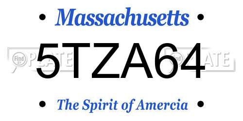 5TZA64 Massachusetts License Plate