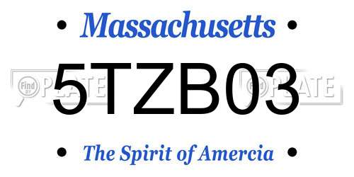 5TZB03 Massachusetts License Plate