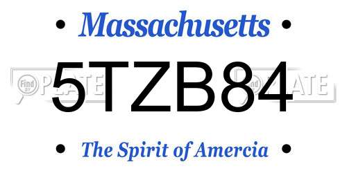 5TZB84 Massachusetts License Plate