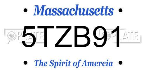5TZB91 Massachusetts License Plate