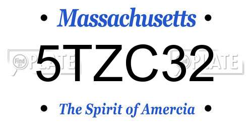5TZC32 Massachusetts License Plate