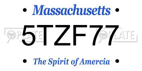 5TZF77 Massachusetts License Plate