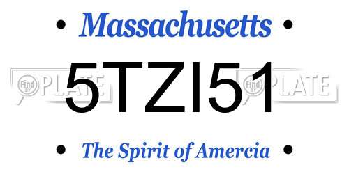 5TZI51 Massachusetts License Plate
