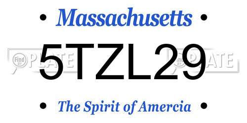 5TZL29 Massachusetts License Plate