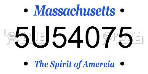 5U54075 Massachusetts License Plate