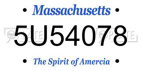 5U54078 Massachusetts License Plate