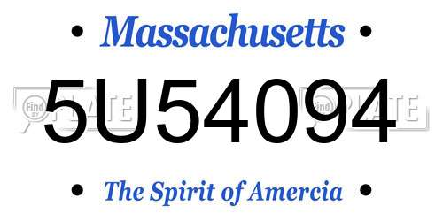 5U54094 Massachusetts License Plate