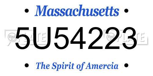 5U54223 Massachusetts License Plate
