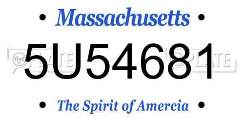 5U54681 Massachusetts License Plate